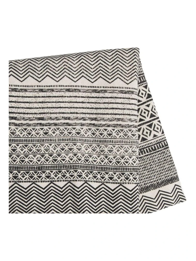 Plaid en coton imprimé AFRICA 'Deko&co' Blanc Gris Noir
