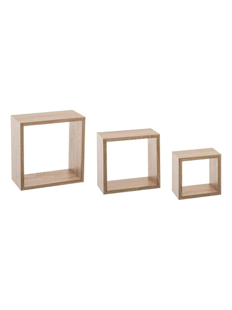 Kit de 3 étagères murales Cube chêne naturel Marron