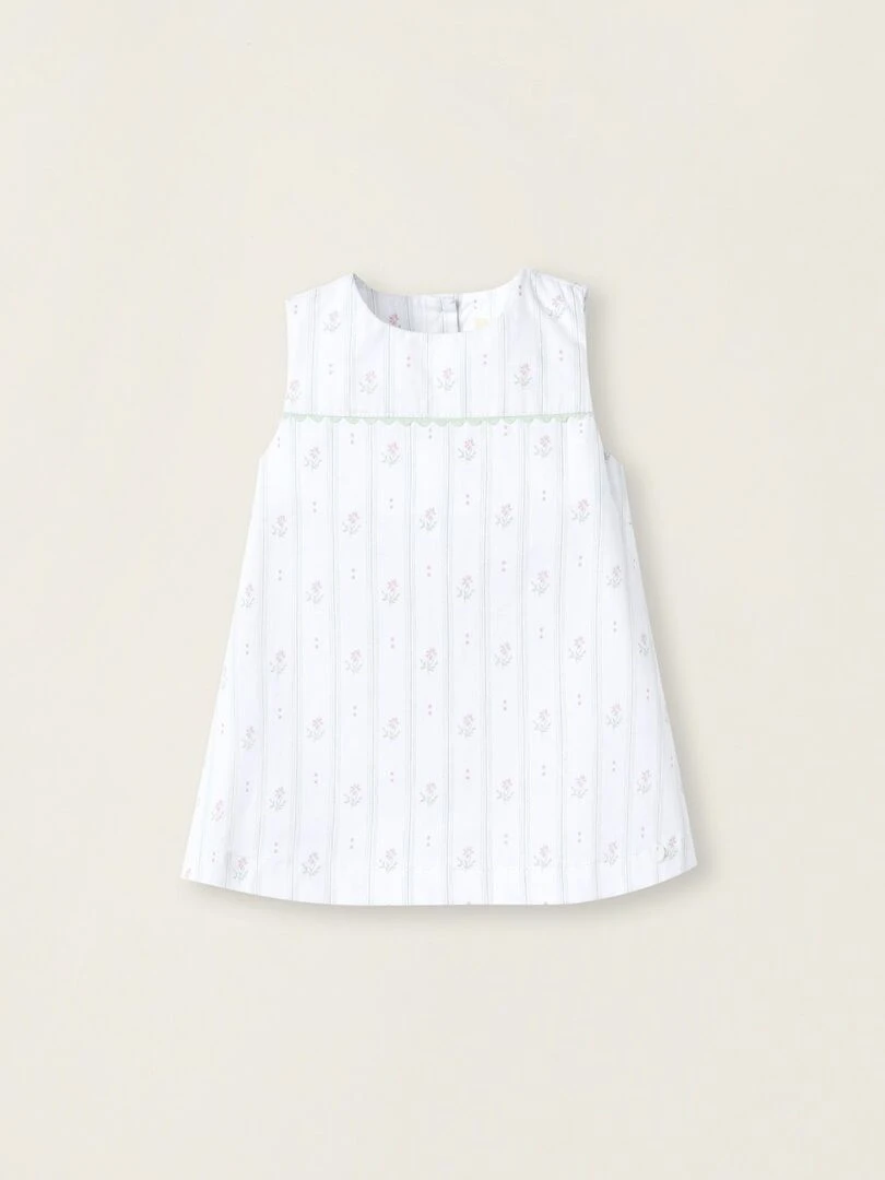 Robe À Rayures Et Fleurs Pour Nouveau Née manches courtes ATLANTIC COMPANY Blanc