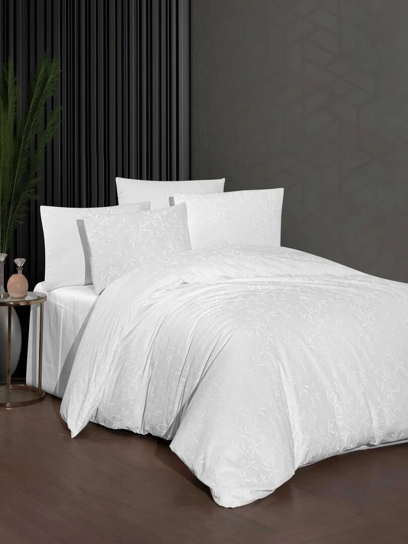 Parure housse de couette et taie d'oreiller Blanc
