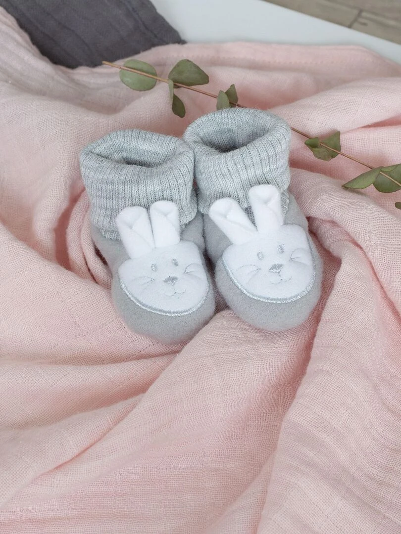 Chaussons naissance petit Lapin Gris
