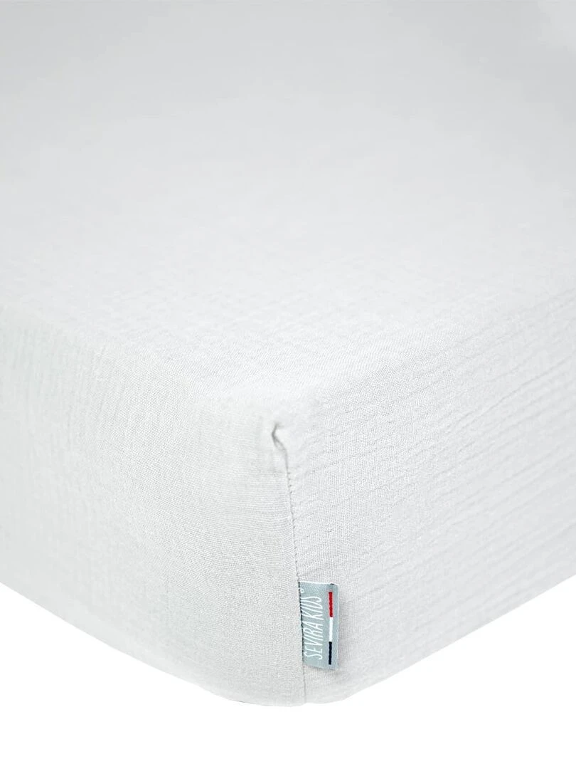 Drap housse uni en gaze de coton Gris