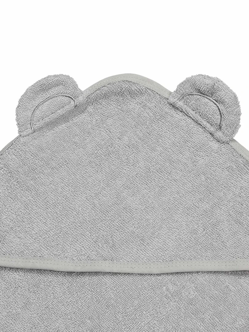 Cape de bain + gant ours gris (100 x 100 cm)   Gris