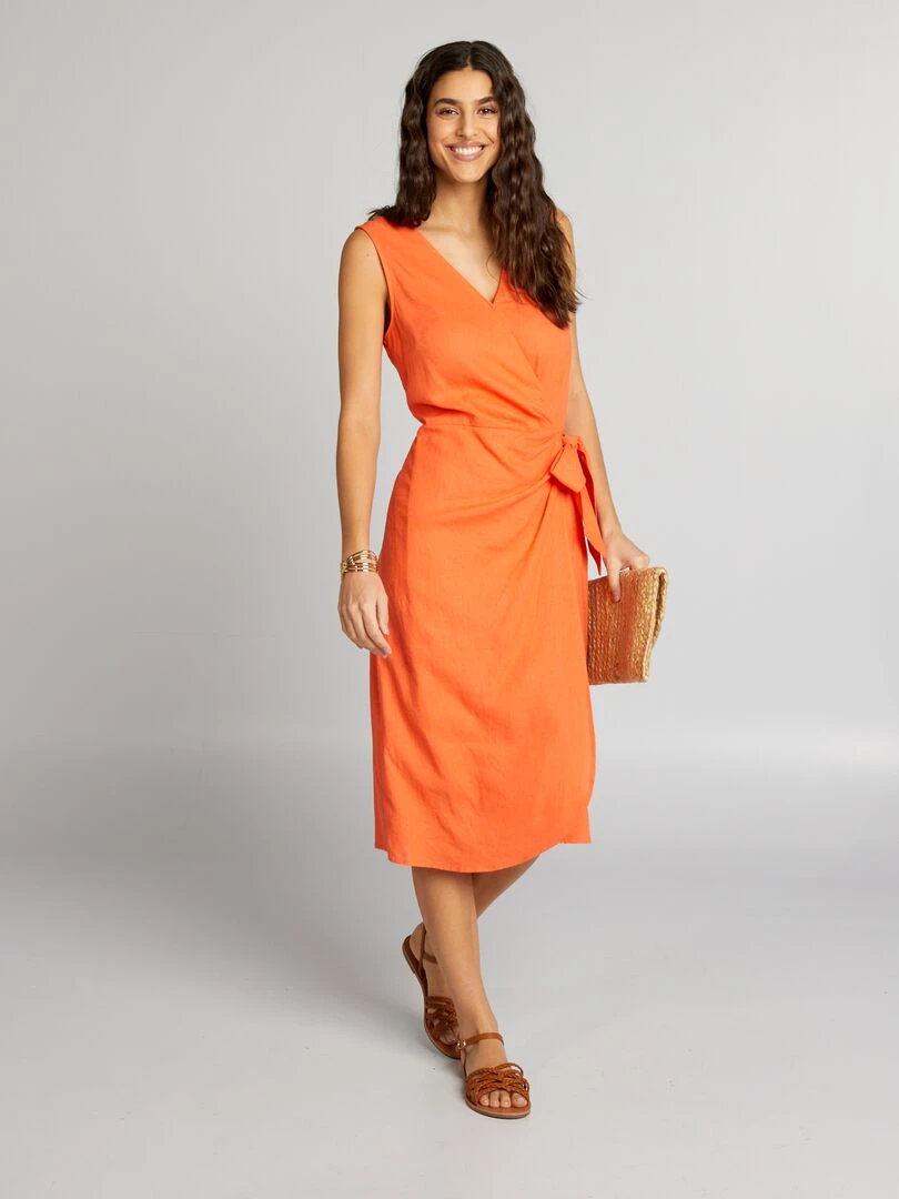 Robe midi sans manches Orange
