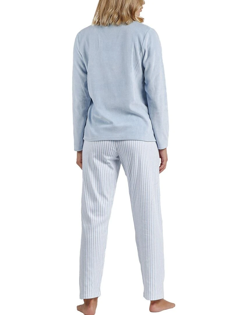 Pyjama pantalon top manches longues Comfort Home Bleu