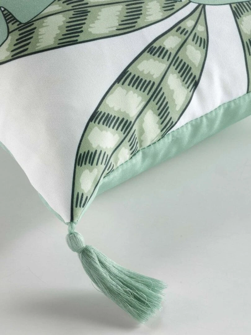 Coussin déhoussable pompons 30x50 cm Beautiline Vert