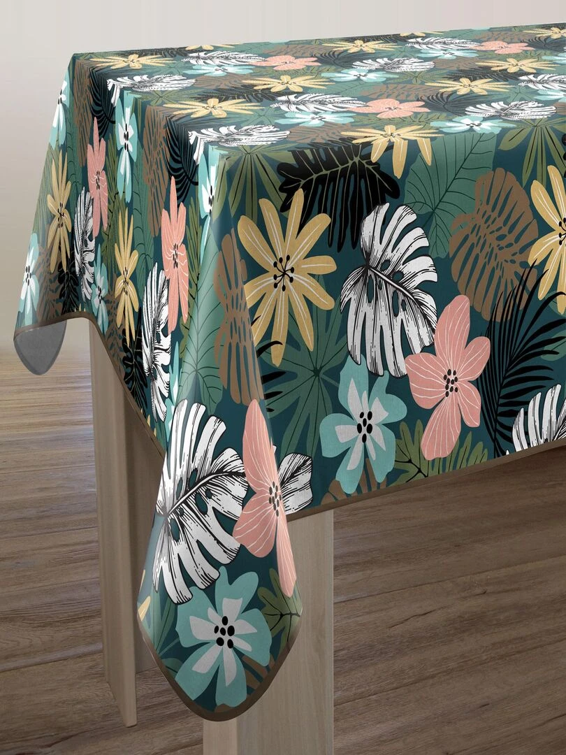 Nappe Anti taches Equateur Carrée 150 x 150 cm Bleu Vert