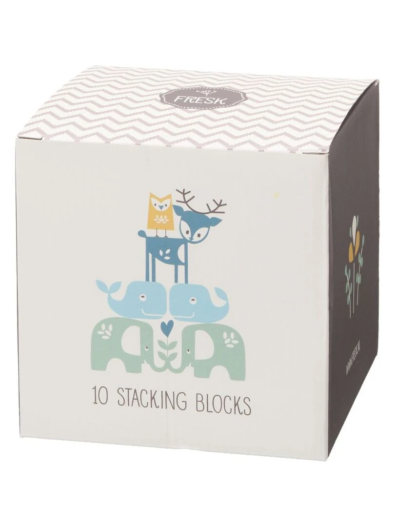 Cubes empilables Animaux bleus (10 cubes) N/A