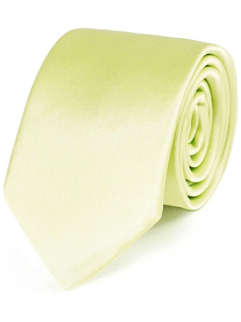 Cravate Slim Satin Unie Fabriqué en Europe Jaune pâle