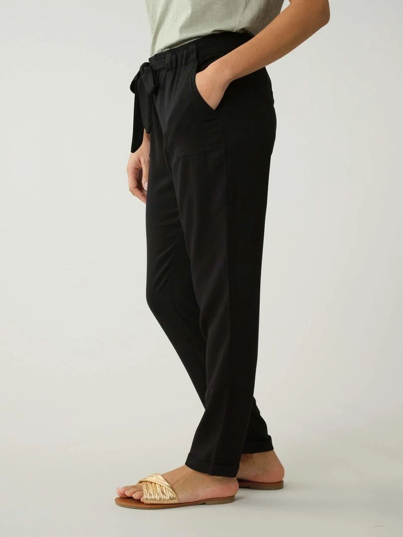 Pantalon fluide uni pour femme 'Deeluxe'   Noir