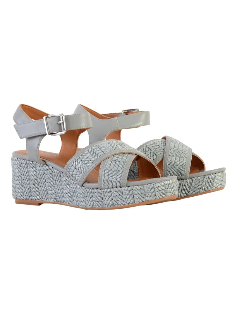 Sandale compensée The Divine Factory QL4630   Bleu