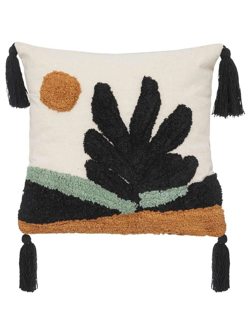 Coussin en coton tufté Beige