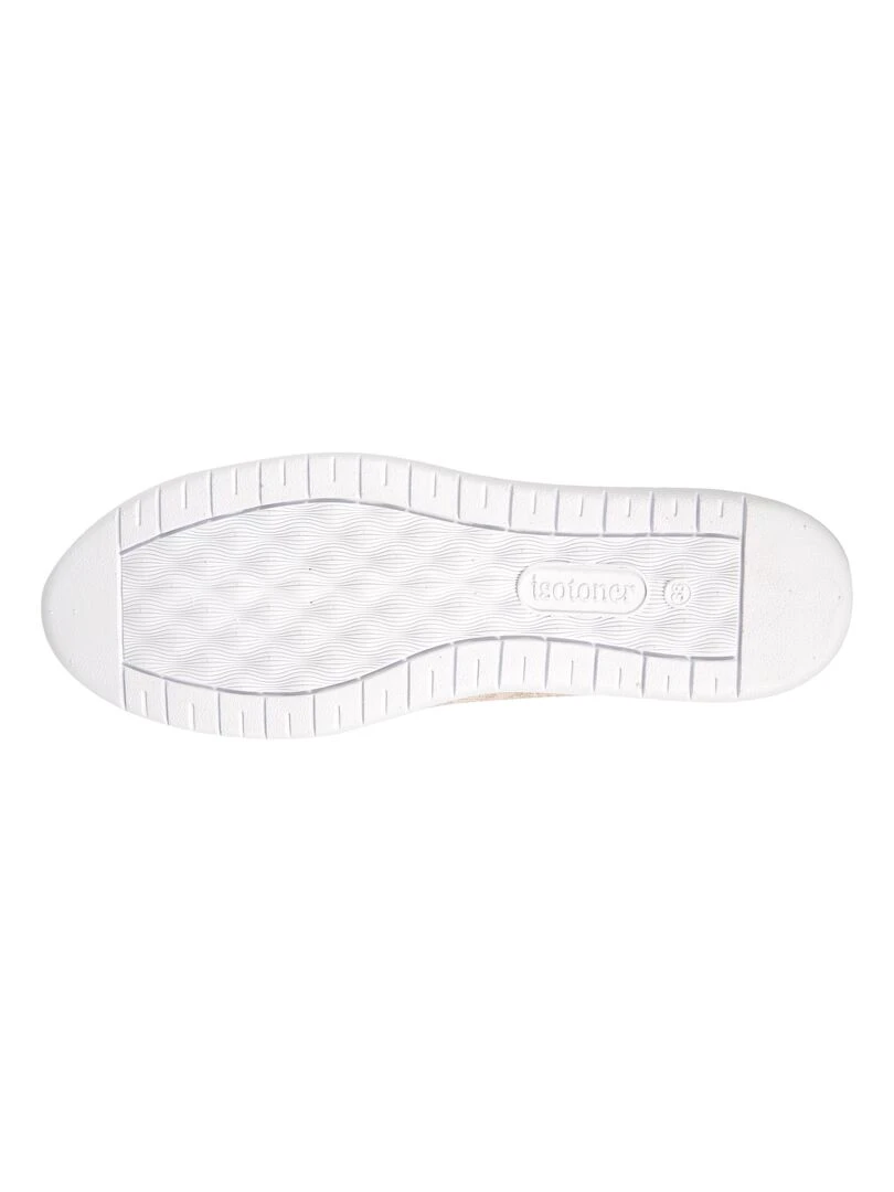 Baskets Confort Femme Slip on à bandes Beige   Beige
