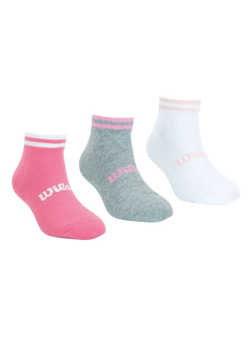 LOT DE 3 PAIRES DE CHAUSSETTES BASSES WILSON BLANC ROSE GRIS Rose