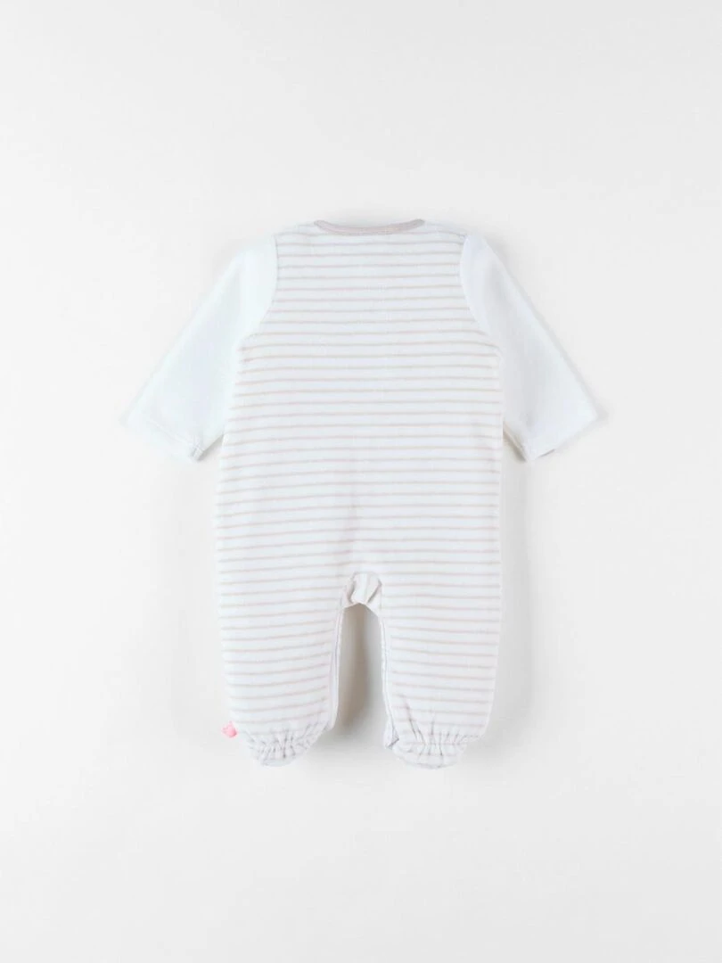 Pyjama 1 pièce rayé en velours écru/greige Noukie's Beige