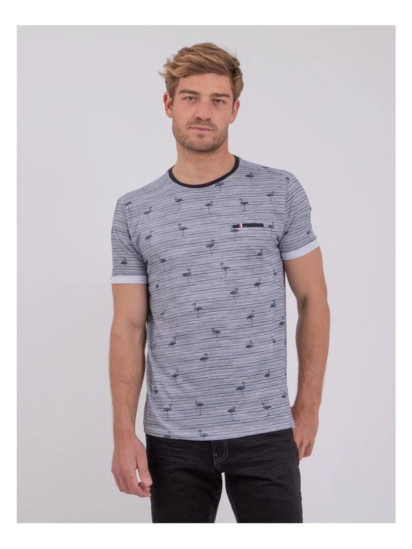 T shirt col rond pur coton NABALVINE Bleu marine