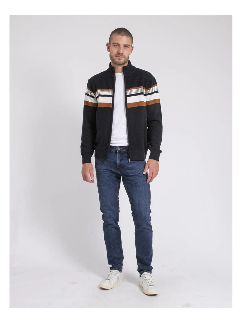 Gilet zippé col montant coton LITIBERIN   Bleu marine
