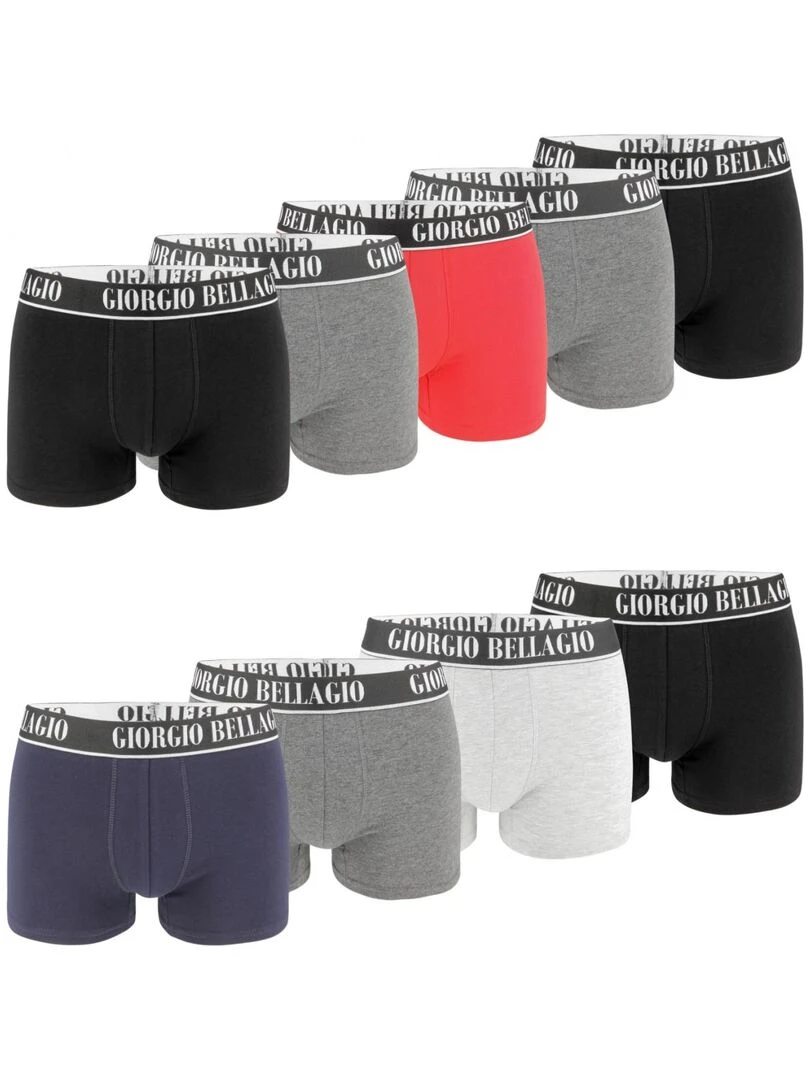 Lot de 9 Boxers coton homme Smart Giorgio Bellagio Gris