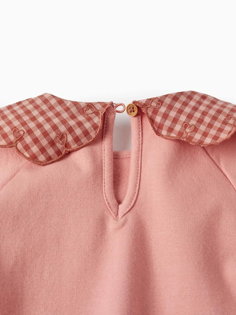 Robe en coton à carreaux Vichy pour bébé fille manches longues  ACE CLUBS   Rose