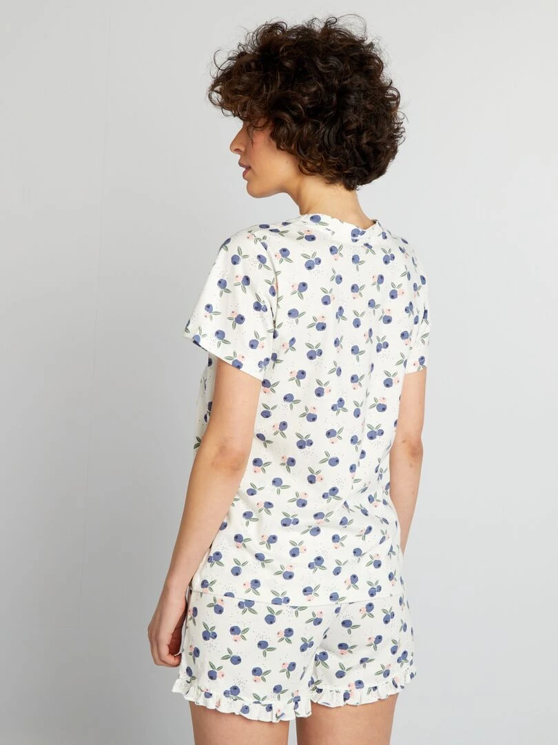 Ensemble de pyjama imprimé 2 pièces Blanc