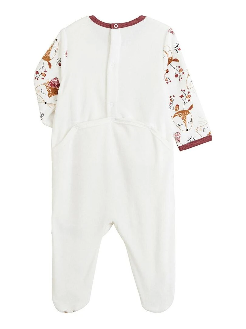 Pyjama bébé en velours Amaya Ecru