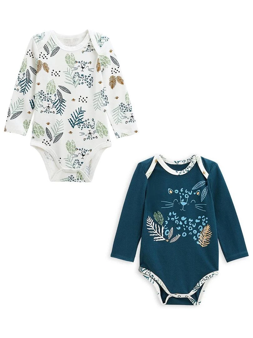 Lot de 2 bodies bébé manches longues Borneo Bleu