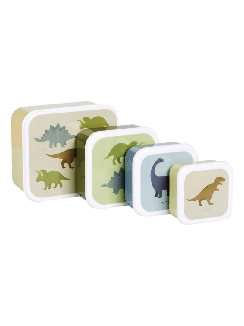 Lot de 4 boîtes à goûter Dinosaure Vert