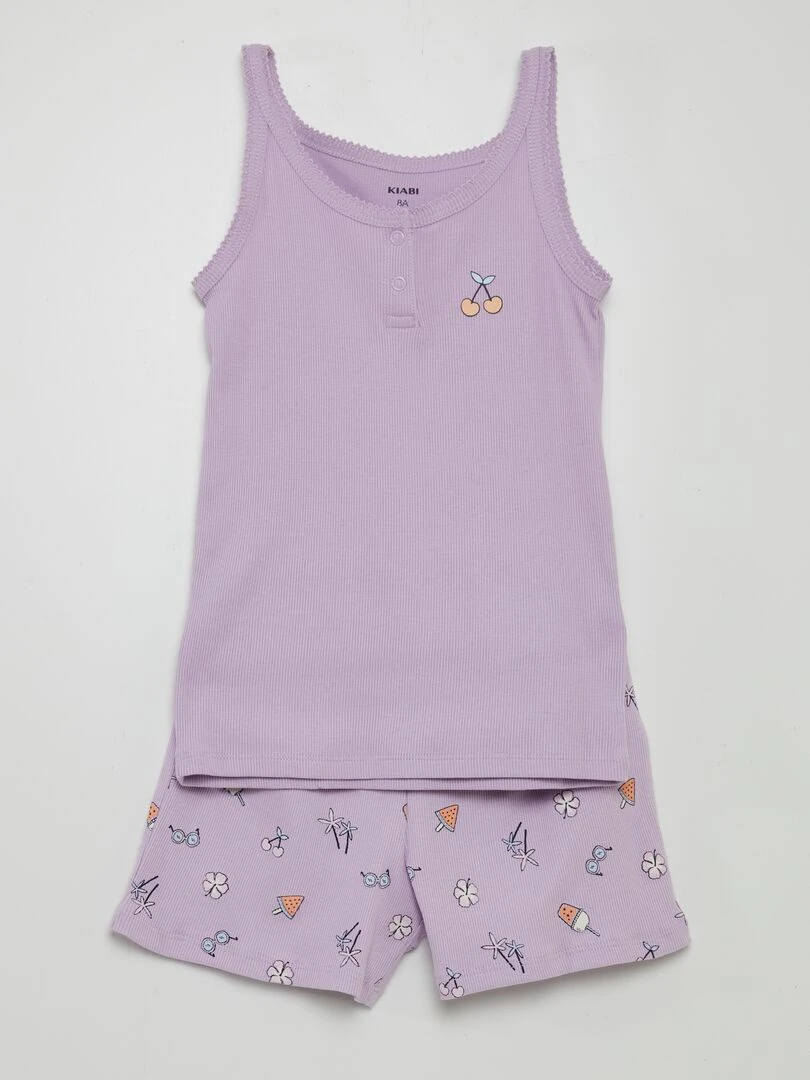 Ensemble de pyjama court 2 pièces Violet