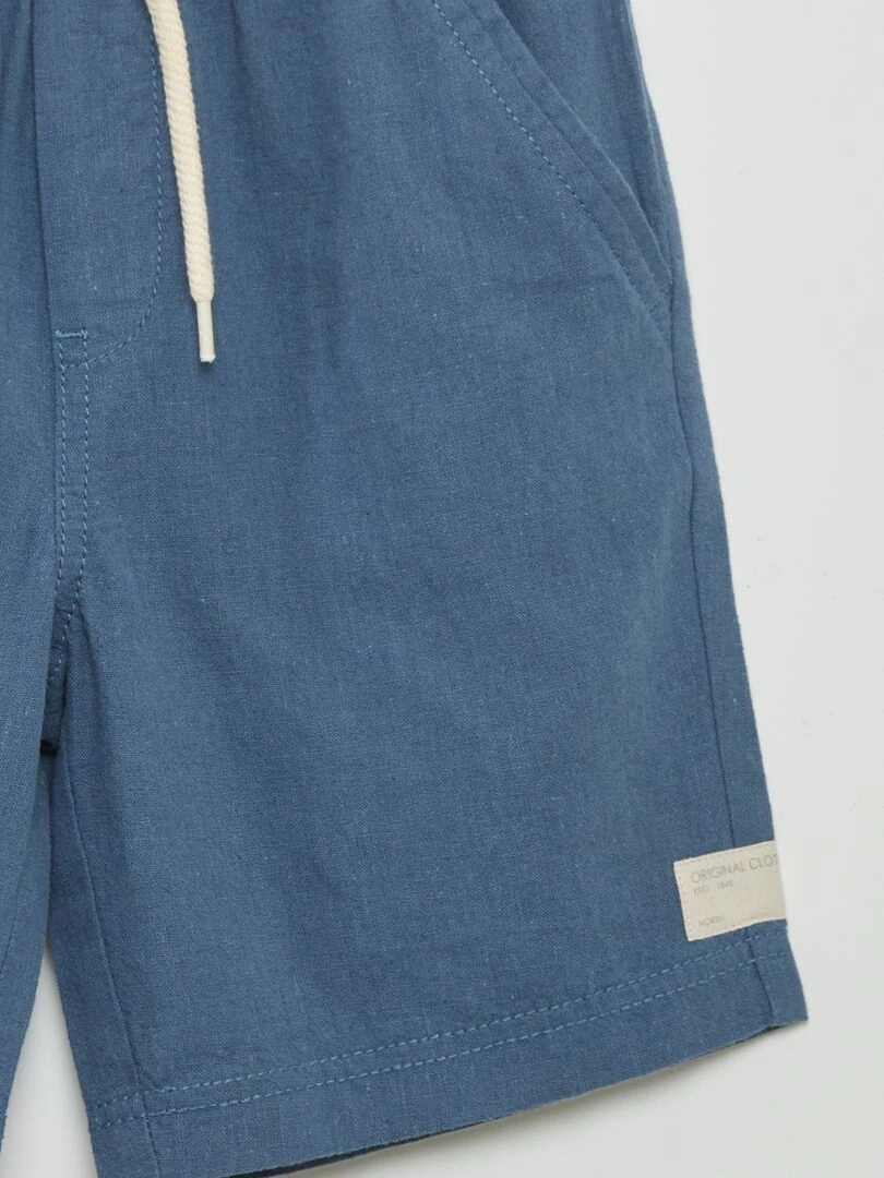 Short en lin uni   Bleu
