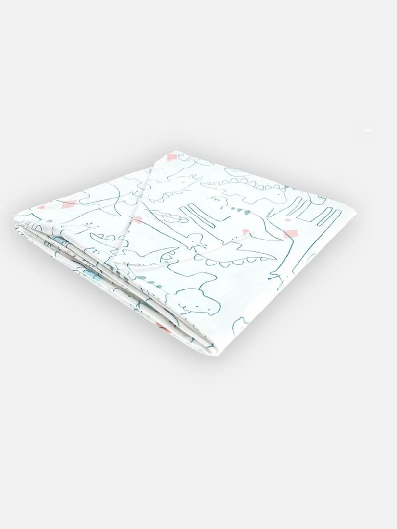 Housse de couette dinosaures en popeline  140 x 200 cm   Blanc