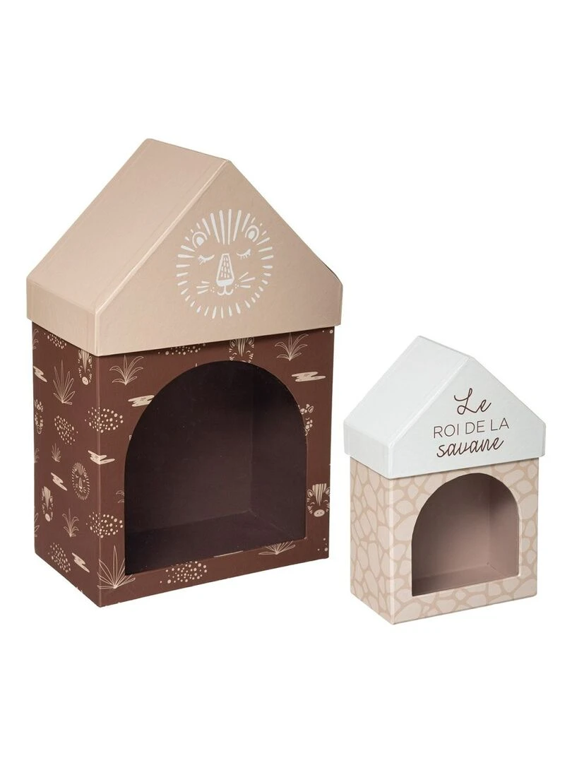 Lot de 2 boites Hutte Marron