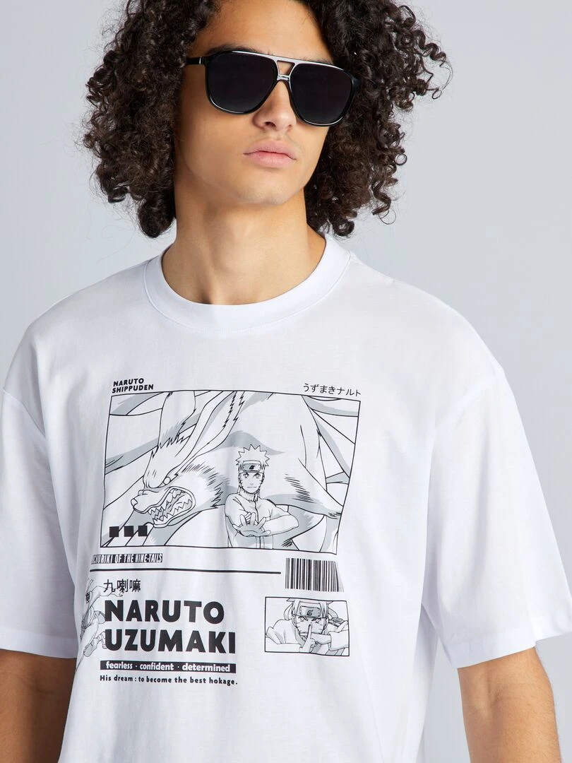 T shirt confort en coton 'Naruto'   blanc