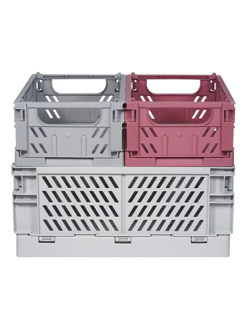 Caisses de rangement Clara set de 3 Gris Rose Gris