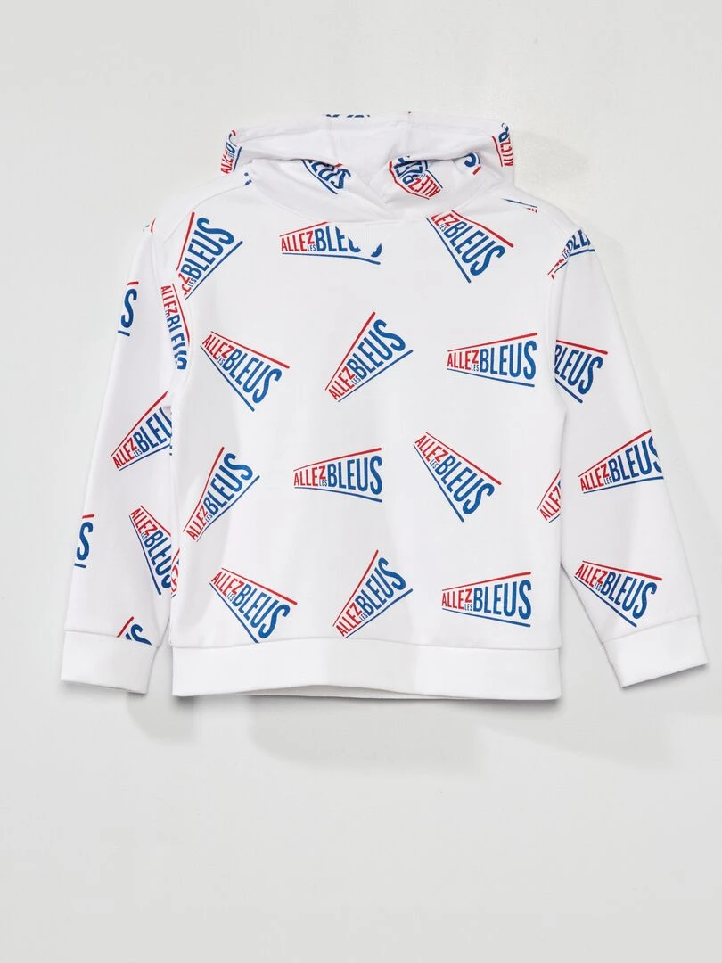 Sweat à capuche Allez Les Bleus Blanc