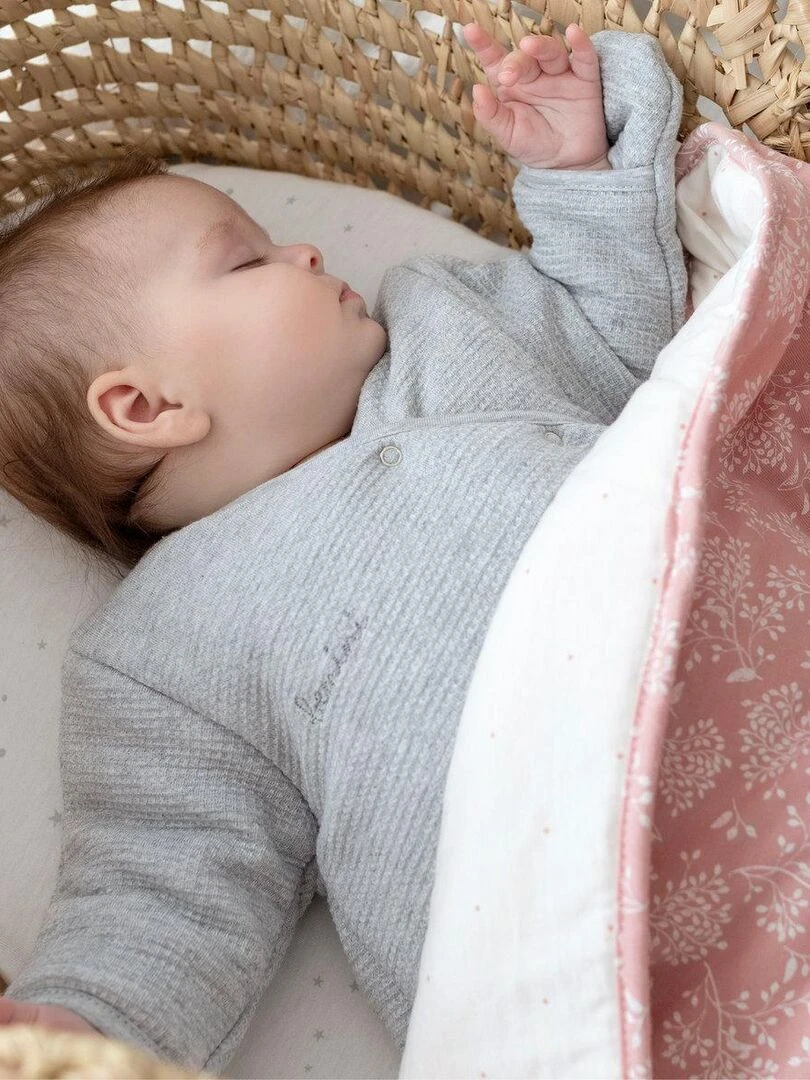 Bemini Gigoteuse avec moufles Pady waffle et jersey bio Gris chiné