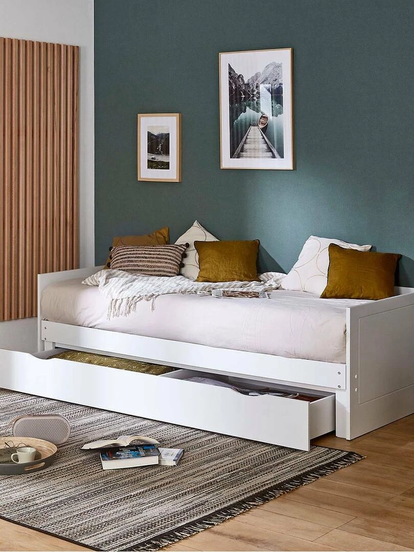 Lit gigogne avec 2 matelas Molly   AKITEN RETAIL   Blanc Blanc