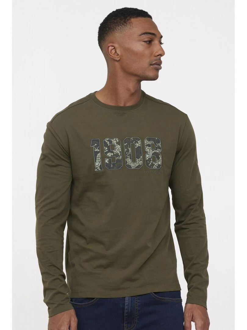 Lee Cooper T Shirt manches longues coton regular ACACH Kaki