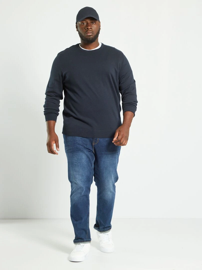Pull en maille jersey fine jauge bleu marine