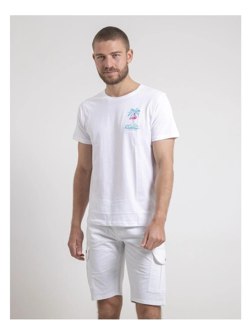 T shirt col rond pur coton NARUBA Blanc