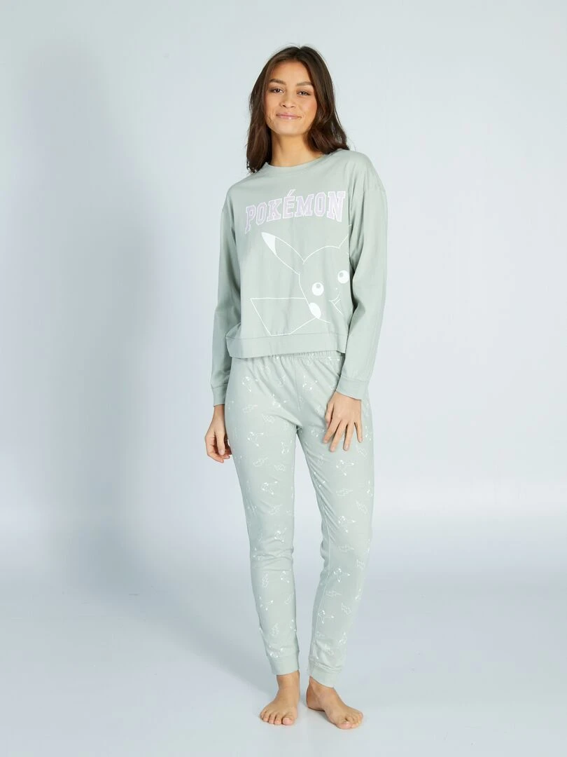 Pyjama long 'Pokémon' 2 pièces Vert pastel