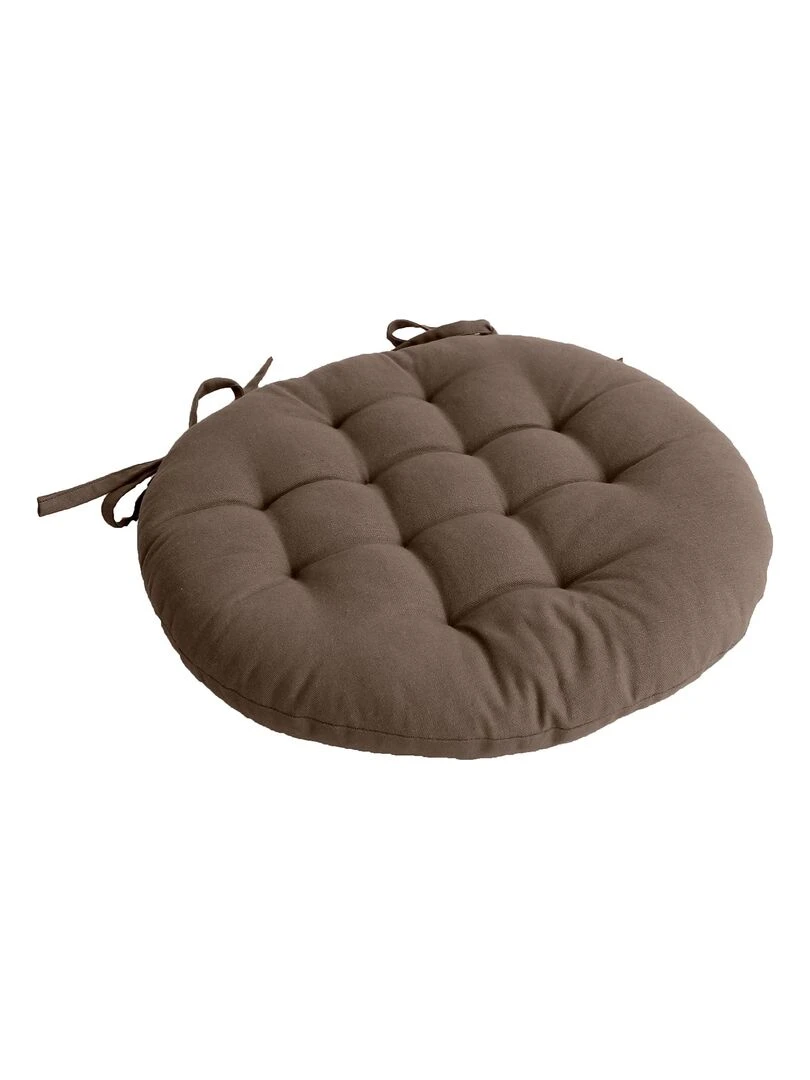 Galette de chaise piquée et ronde Taupe