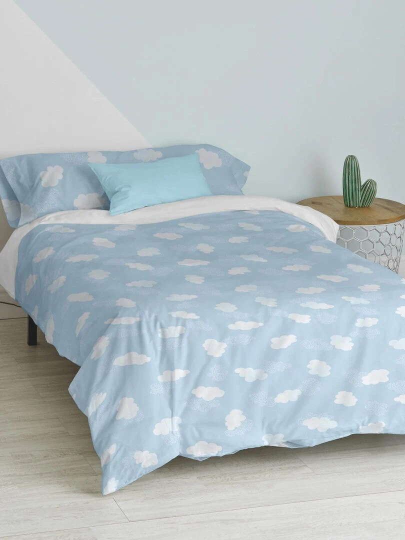 Parure housse de couette 2 pièces Clouds "Happyfriday"   Beige