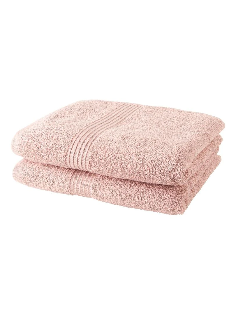 Lot de 2 serviettes de toilette coton uni ESSENTIAL Rose