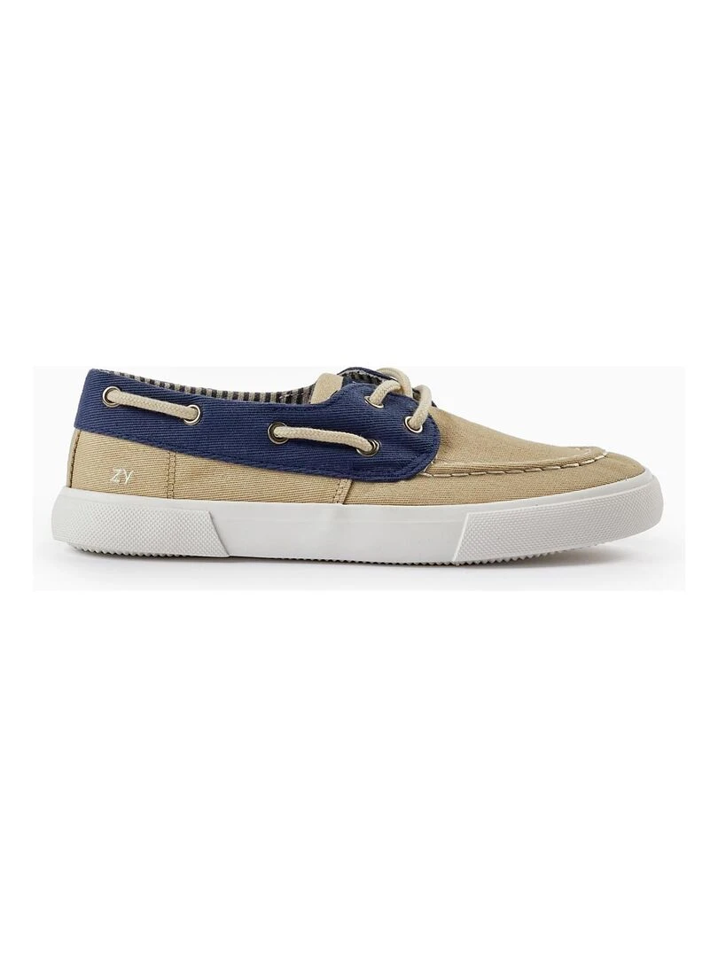 Chaussures Bateau en Tissu pour Garçon CÉRÉMONIE Beige clair
