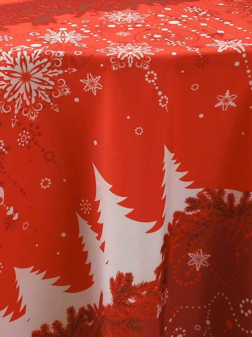 Nappe Anti taches Sapin Rouge   Ronde 160 cm   Rouge bordeaux