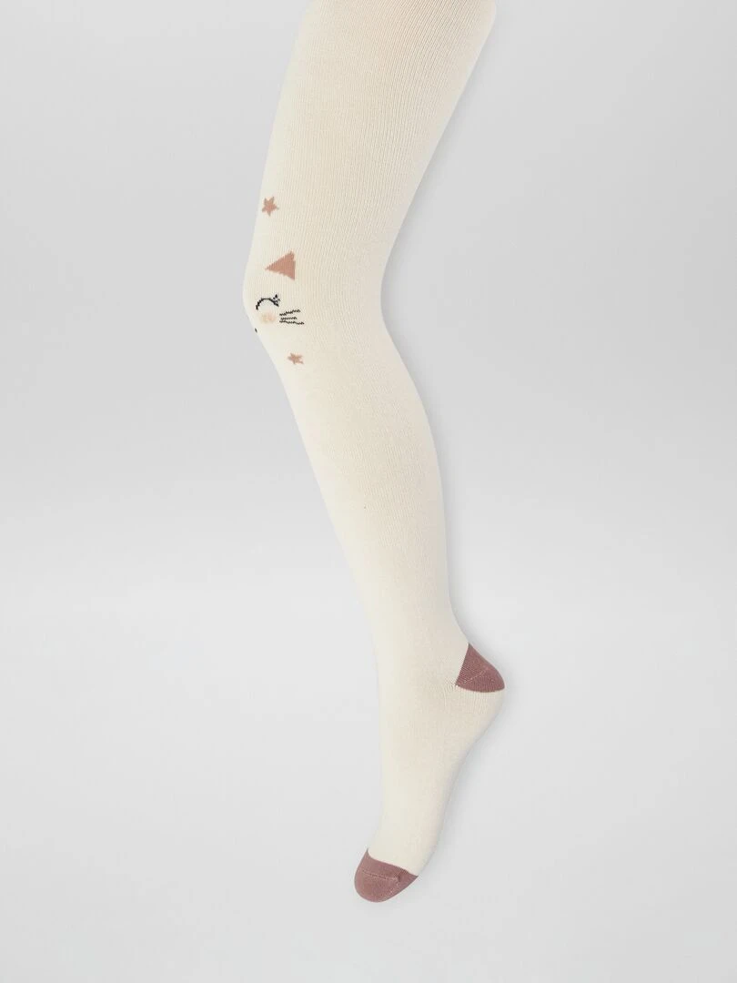 Lot de 2 collants en maille fantaisie   Blanc/rose