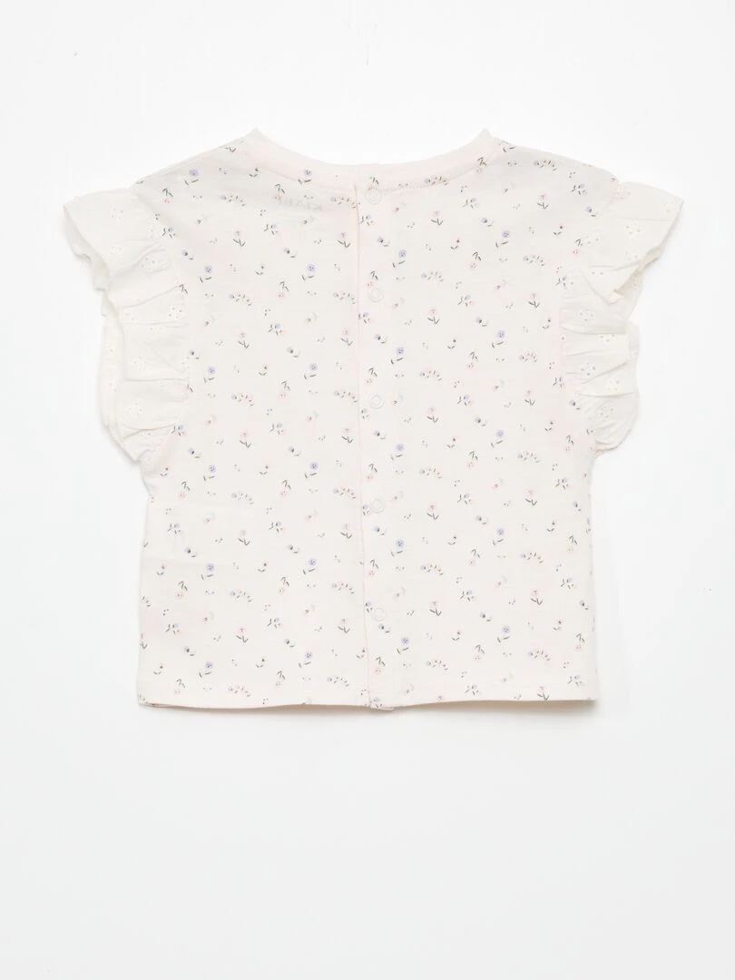 Top en coton à épaules volantées   Rose