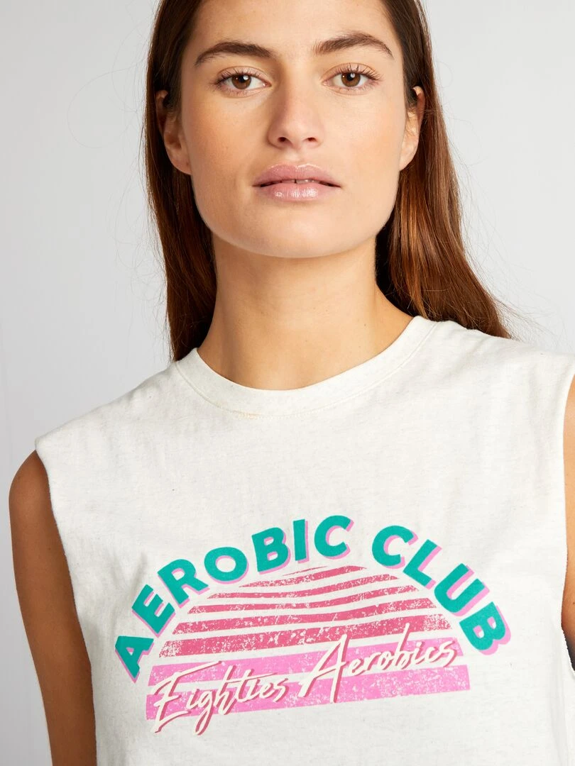 T shirt de sport cropped sans manches   Gris