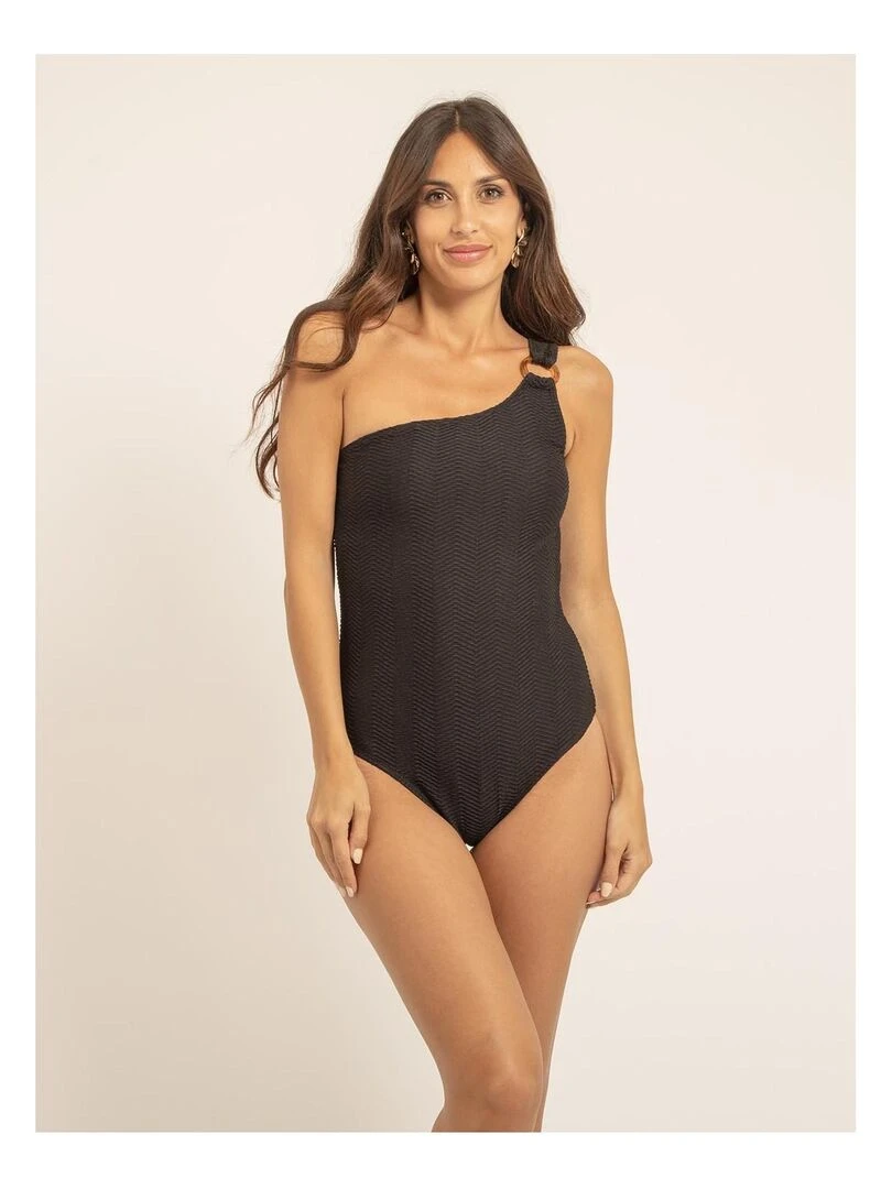 Maillot 1 pièce col asymétrique GEMMA Noir