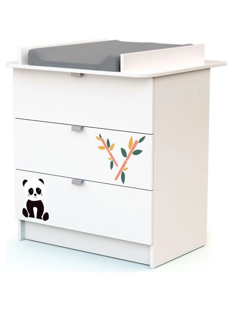 WEBABY Commode à langer Blanc Multicolore Noir